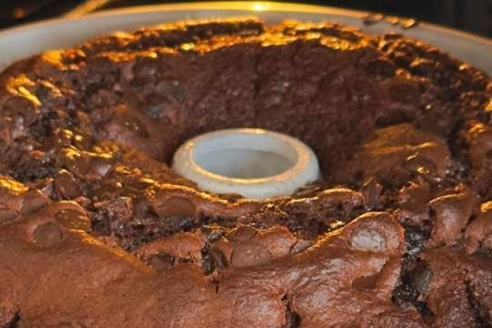 Closeup of bundt cake in the mold